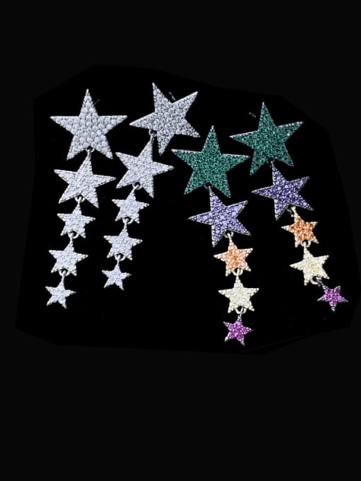 SUUTO Brass Cubic Zirconia Star Statement Cluster Earring