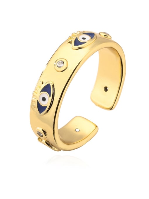 13052 Brass Enamel Cubic Zirconia Evil Eye Trend Band Ring
