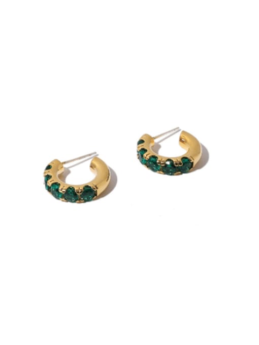 Five Color Brass Rhinestone Geometric Vintage Huggie Earring