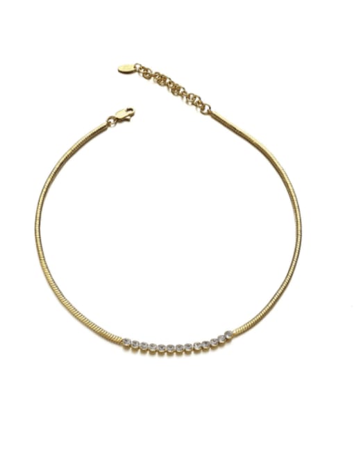 necklace Brass Cubic Zirconia Snake Bone Chain Vintage Necklace