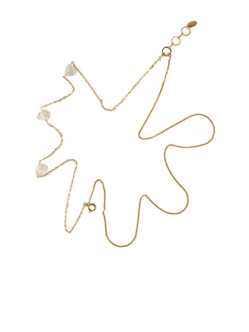 ACCA Brass Freshwater Pearl Geometric Minimalist Necklace 1