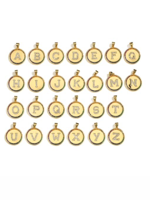 AOG Brass Cubic Zirconia Letter Vintage Coin Pendant Necklace 1