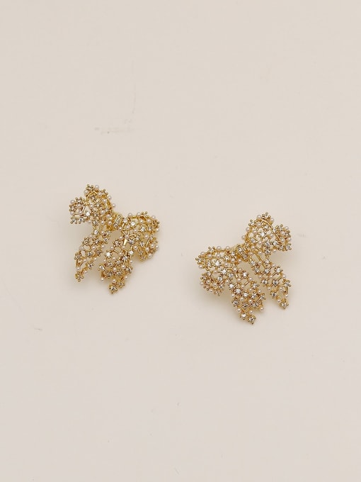 HYACINTH Brass Imitation Pearl Bowknot Vintage Stud Trend Korean Fashion Earring 3