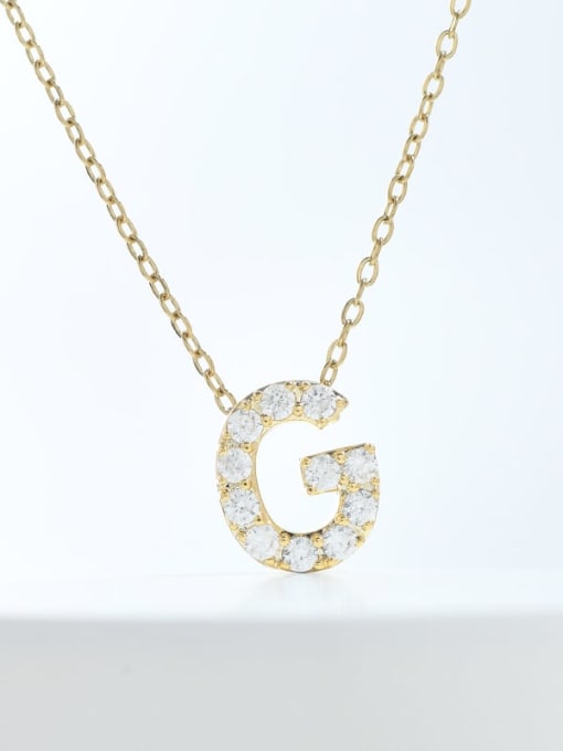 Gold XL63375 G Brass Cubic Zirconia Letter Minimalist Necklace