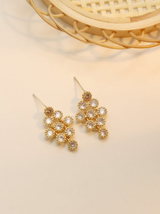 14K  gold Copper Cubic Zirconia Geometric Dainty Drop Trend Korean Fashion Earring