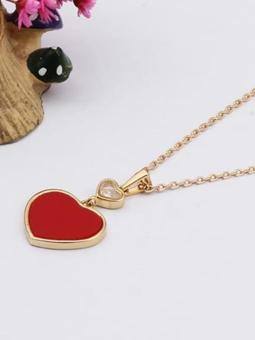 red Brass Shell Heart Minimalist Necklace