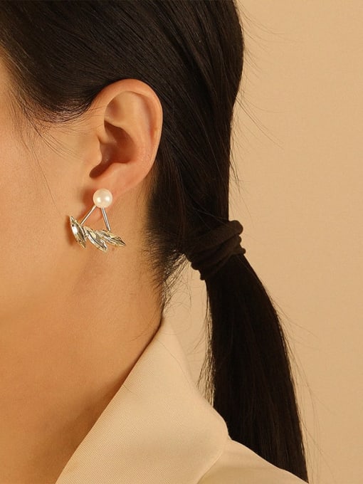 HYACINTH Brass Imitation Pearl Irregular Ethnic Stud Trend Korean Fashion Earring 2