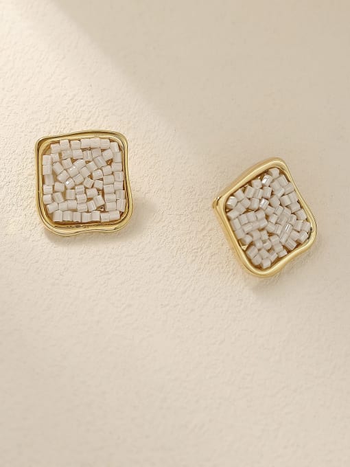 14k Gold Brass Geometric Minimalist Stud Trend Korean Fashion Earring