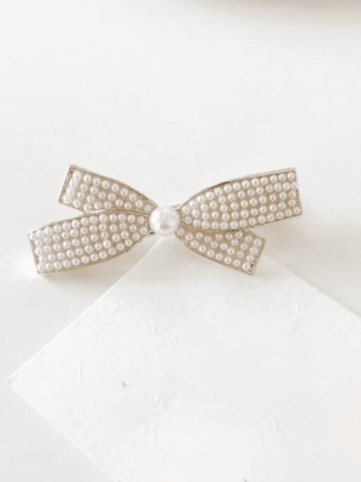 ZRUI Brass Imitation Pearl Trend Bowknot Hair Barrette 1