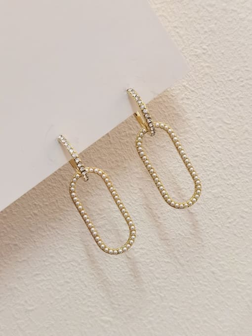 14k Gold Brass Cubic Zirconia Geometric Minimalist Drop Earring