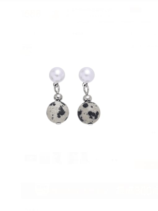 Natural stone style Brass Imitation Pearl Geometric Vintage Drop Earring