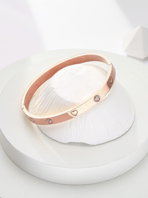 rose gold Stainless steel Heart Minimalist Band Bangle