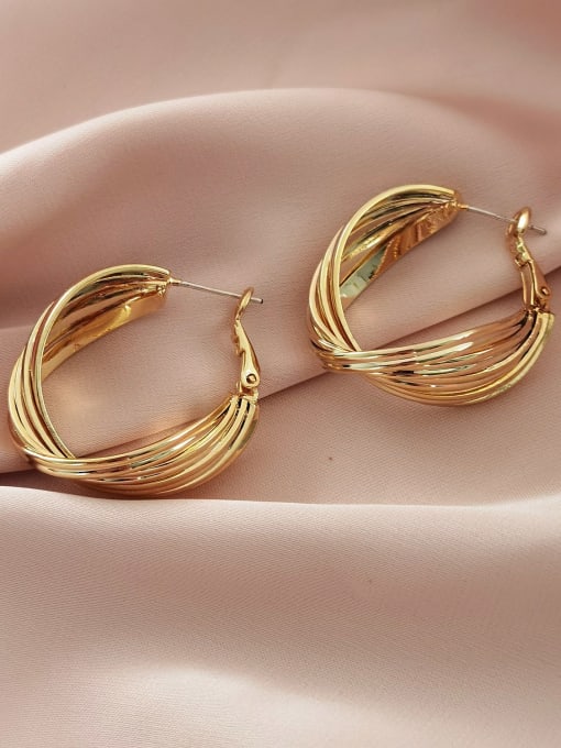 14K gold Brass Round Minimalist Hoop Earring