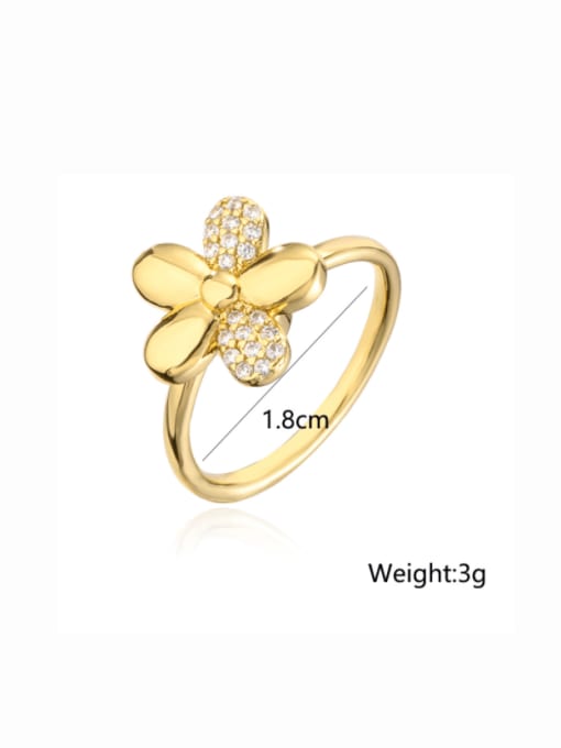 AOG Brass Cubic Zirconia Butterfly Trend Band Ring 2