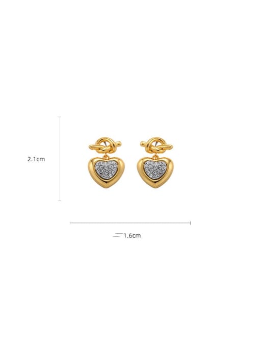Five Color Brass Cubic Zirconia Heart Dainty Stud Earring 2
