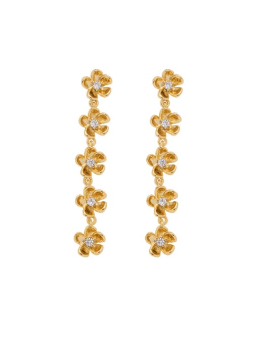 Five Color Brass Flower Vintage Drop Earring 0