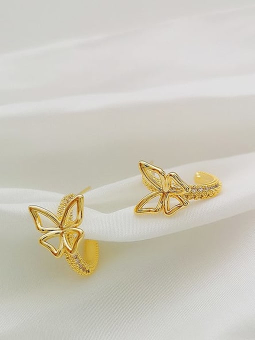 HYACINTH Copper Cubic Zirconia Butterfly Dainty Stud Trend Korean Fashion Earring