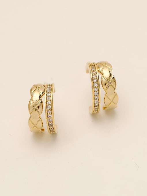 HYACINTH Brass Cubic Zirconia Geometric Minimalist Stud Trend Korean Fashion Earring 3
