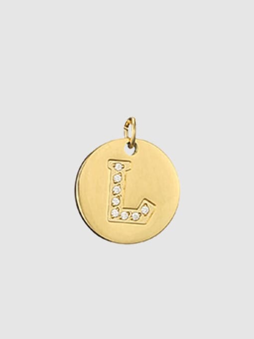 L 14 K gold Titanium 26 Letter Minimalist round pendant Necklace