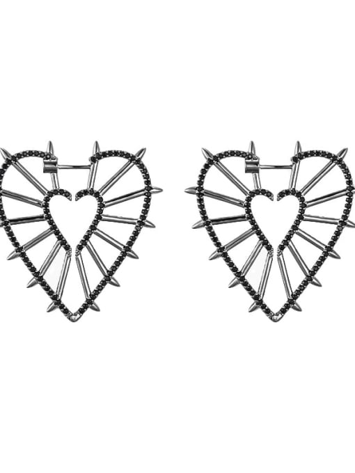 Black love Brass Hollow Heart Minimalist Stud Earring