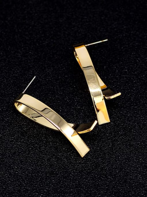 gold Copper  Smooth Irregular Minimalist Drop Trend Korean Fashion Earring