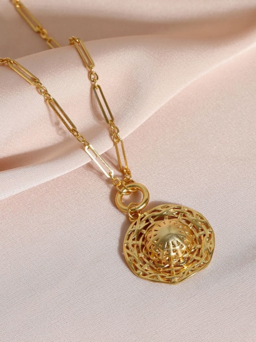 Nostalgic gold Brass Holllow Geometric Trend Necklace