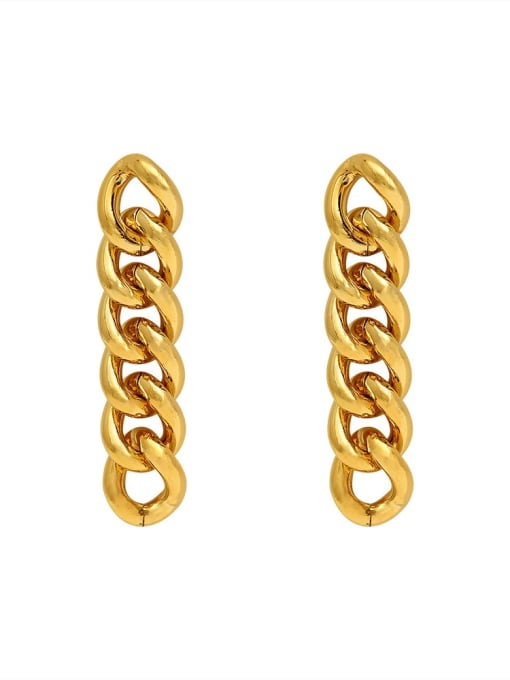 HYACINTH Brass Hollow Geometric  Chain Minimalist Drop Trend Korean Fashion Earring 0