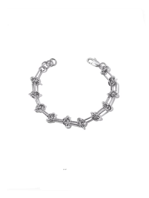White gold (with extension chain) Brass Geometric Hip Hop Hollow Chain Link Bracelet