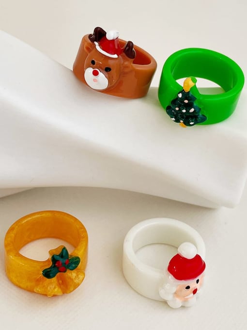 ZRUI Resin Geometric Cute Christmas stacking Band Ring/Multi-Color Optional 1