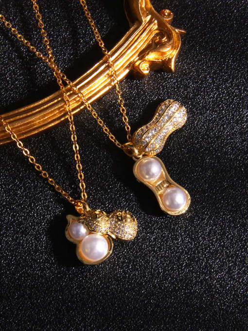 AOG Copper Imitation Pearl Irregular Trend Groundnut Pendant Necklace 3