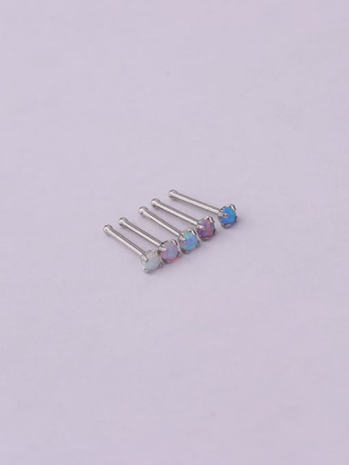 HISON Stainless steel Opal Geometric Cute Nose Studs(Single Only One) 2