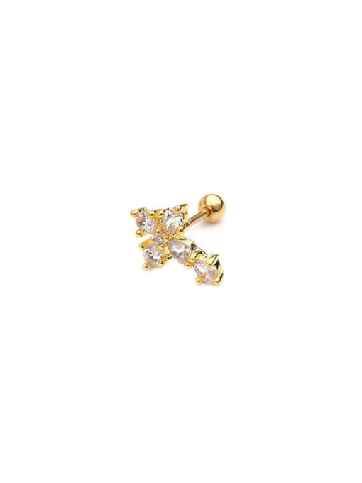 HISON Brass Cubic Zirconia Cross Cute Stud Earring 4