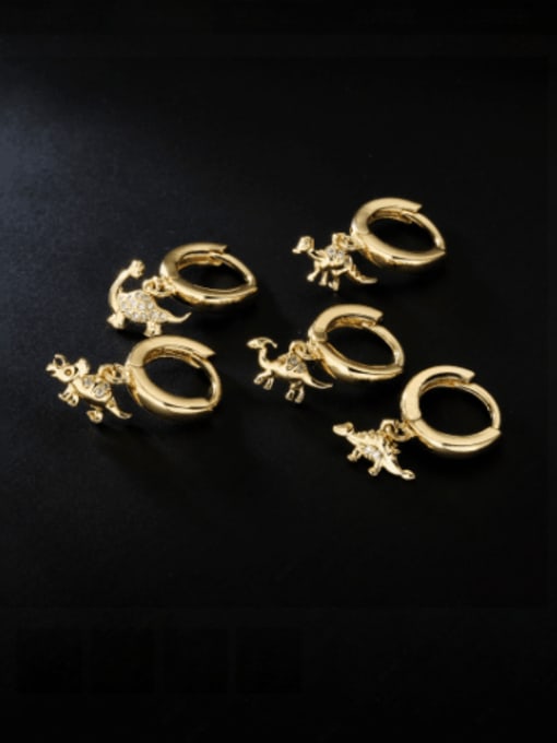 AOG Brass Cubic Zirconia Dragon Vintage Huggie Earring 2