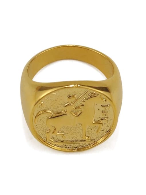 golden Brass Smooth Coin Vintage Band Ring