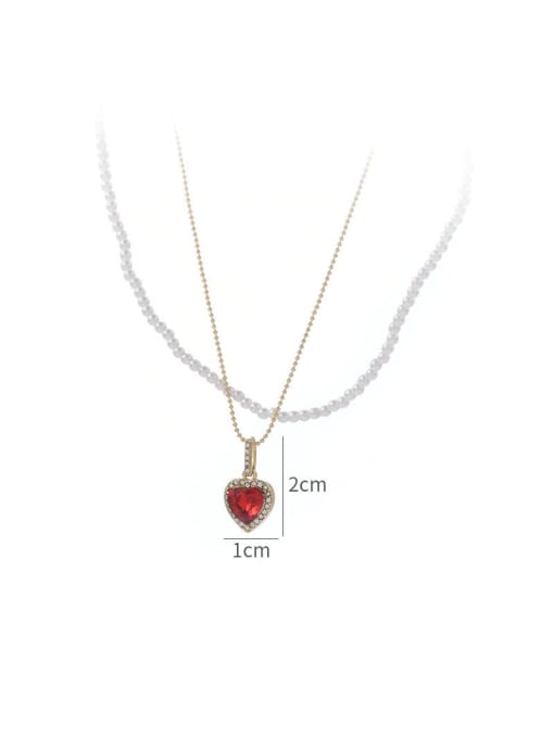 YOUH Brass Cubic Zirconia Red Heart Vintage Necklace 1