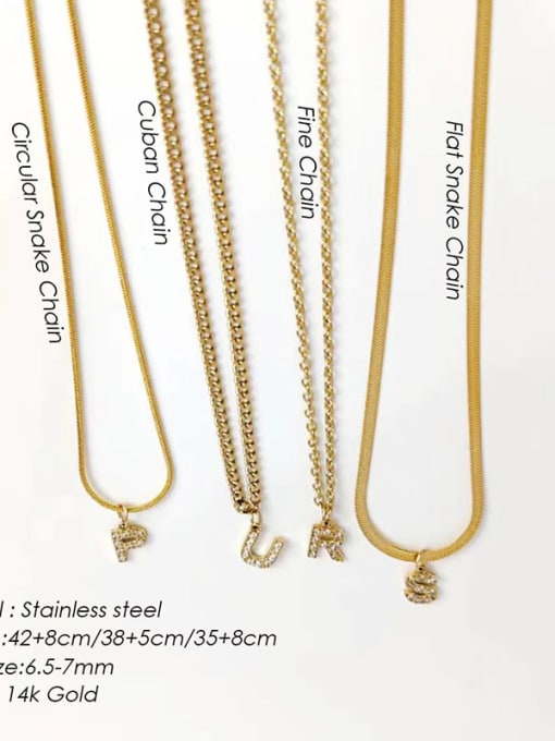 Desoto Stainless steel Cubic Zirconia Letter Minimalist Snake bone chain Necklace 2