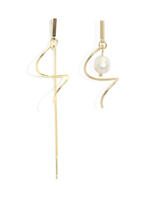 HYACINTH Copper Imitation Pearl Tassel Minimalist Drop Trend Korean Fashion Earring 0