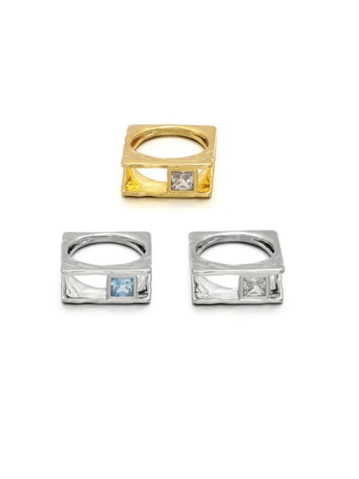 ACCA Brass Cubic Zirconia Square Minimalist Band Ring
