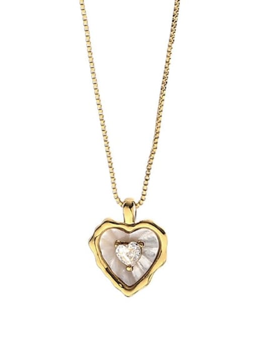 necklace 41.4cm+6.2cm Brass  Minimalist Heart  Shell Earring and Necklace Set