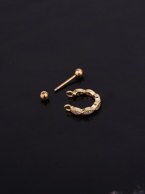 HISON Brass Cubic Zirconia White Stud Earring 2