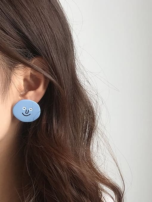 Five Color Alloy Enamel Round Cute Single Earring 1