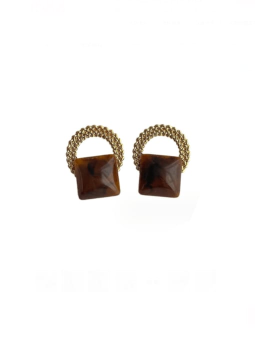 J98 Amber Earrings Brass Resin Geometric Hip Hop Drop Earring