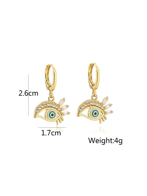 AOG Brass Cubic Zirconia Enamel Evil Eye Trend Drop Earring 2