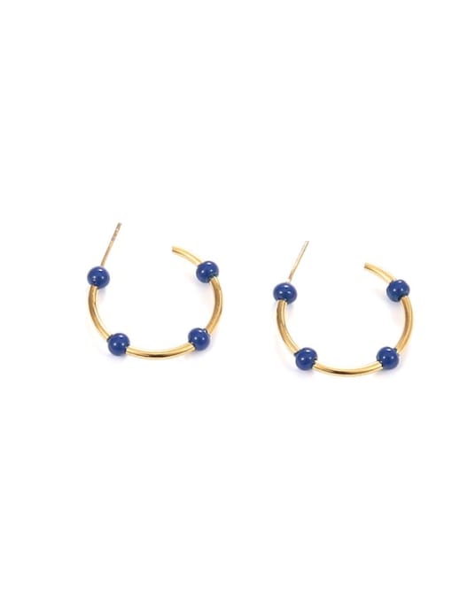 Blue drop oil Brass Enamel Geometric Trend Stud Earring