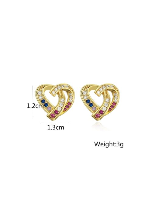 AOG Brass Cubic Zirconia Heart Dainty Stud Earring 2