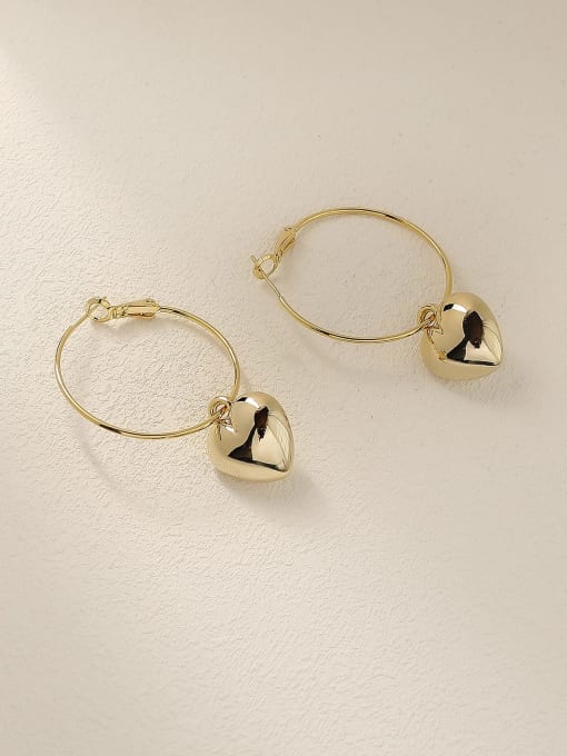 14k Gold Brass Heart Minimalist Huggie Trend Korean Fashion Earring