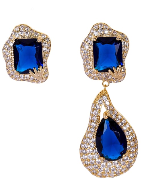 OUOU Brass Cubic Zirconia Geometric Luxury Drop Earring 4
