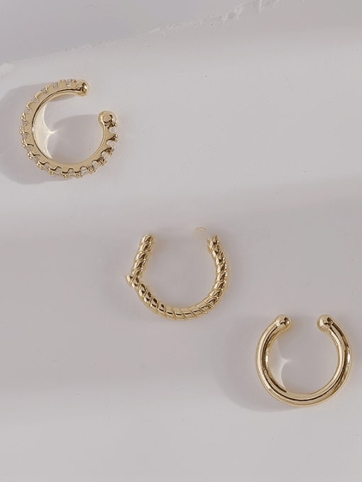 14K Gold Brass Geometric Minimalist Clip Earring