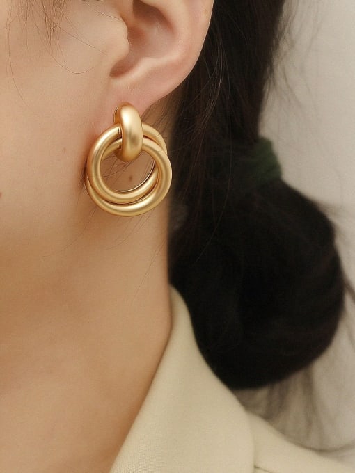 HYACINTH Brass Smooth Geometric Vintage Drop Trend Korean Fashion Earring 1