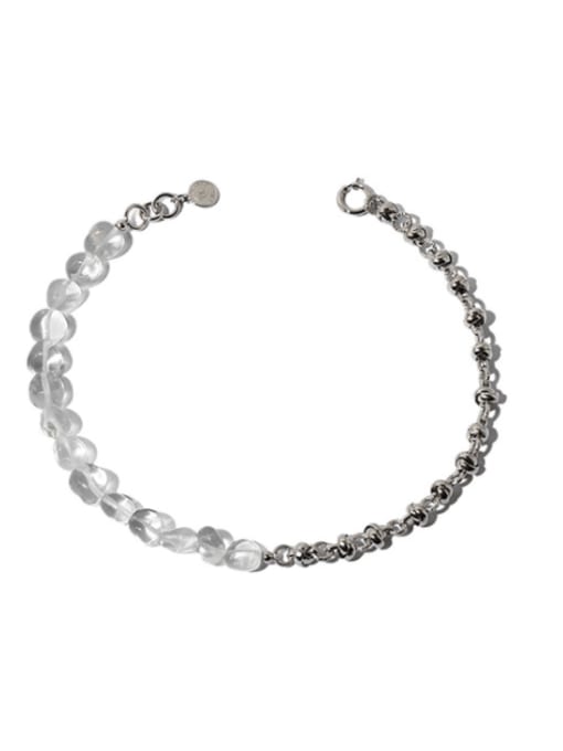 platinum Brass Bead Geometric Minimalist Necklace